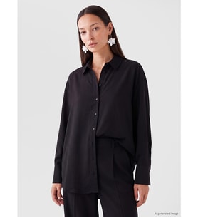 LCW EVERYDAY Siyah Dokulu Oversize Kadın Gömlek