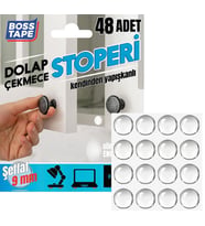 Yapışkanlı Dolap Çekmece Stoperi Kapak Ses Engelleyici 48Adet-Beyaz