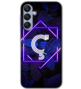 Galaxy A25 Kılıf HD Desen Baskılı Kılıf - Dark Neon Yaprak Ç Harfi