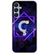 Galaxy A25 Kılıf HD Desen Baskılı Kılıf - Dark Neon Yaprak Ç Harfi