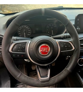 DİKİŞLİ DİREKSİYON KILIFI NUBUK NOKTALI DERİ GRİ YÜZÜK GRİ DİKİŞLİ FIAT EGEA İÇİN
