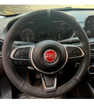 DİKİŞLİ DİREKSİYON KILIFI NUBUK NOKTALI DERİ GRİ YÜZÜK GRİ DİKİŞLİ FIAT EGEA İÇİN