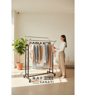 Tekerlekli Mağaza Askılığı Giysi&Elbise Standı Yükseklik Ayarlı Metal Askılık Butik & Mağaza Standı