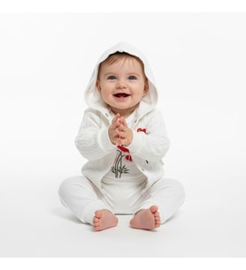 KIZ BEBEK 0-3 AY %100 PAMUK NAKIŞLI PREMİUM KALİTE SET (Beyaz)