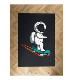 MEKTA HOME BEBEK VE ÇOCUK ODASI Kaykaylı Astronot Desenli Halı