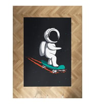 MEKTA HOME BEBEK VE ÇOCUK ODASI Kaykaylı Astronot Desenli Halı
