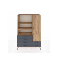 Hyperion Dolap 7 Raflı 6 Çekmeceli Tek Kapaklı  132x44x195 Çam-Çam/Antrasit