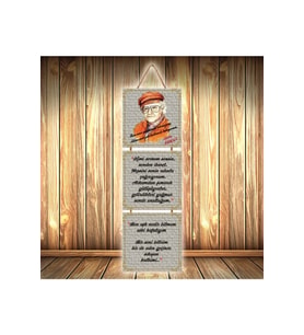 Atilla Ilhan Şiirleri Tasarımlı Üçlü Retro Ahşap Poster Ü450