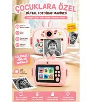 Tavşan Temalı Çocuk Dijital Fotoğraf Makinesi Termal Baskılı Kamera Selfie