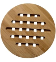 Doğal Bambu Yuvarlak Çizgili Nihale, Mutfak İçin Şık Isı Altlığı, 17 cm, Nemli Bezle Silinebilir