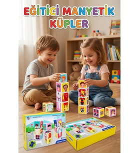 Manyetik Meslekler Küpü 6 Parça - Eğitici Zeka ve Akıl Oyunu - Mıknatıslı Blok Seti (3+ Yaş)