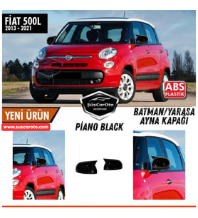 Fiat 500L 2013-2021 Uyumlu Batman Yarasa Ayna Kapağı Piano Black ABS Plastik Sağ Sol Takım