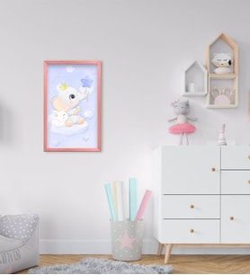 BK Home Sevimli Fil Tasarımlı Dekoratif Pembe Ahşap Çerçeveli Çocuk Odası Tablo-9