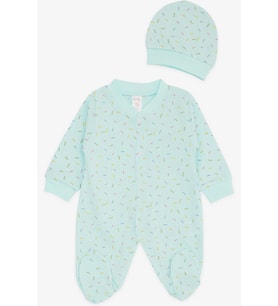 Breeze Kız Bebek Patikli Tulum Renkli Desenli 0-3 Ay-6 Ay, Su Yeşili