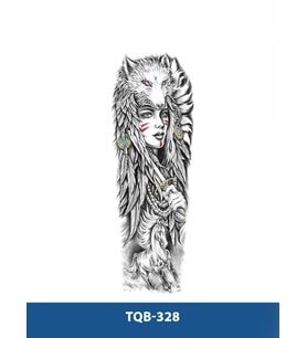 TQB-328 TİLKİ POSTLU KADIN VE AT DESEN GEÇİCİ KOL DÖVMESİ-TATTO