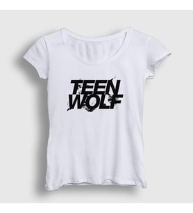 Presmono Kadın Beyaz Logo Dizi Teen Wolf T-Shirt 336289tt
