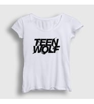 Presmono Kadın Beyaz Logo Dizi Teen Wolf T-Shirt 336289tt