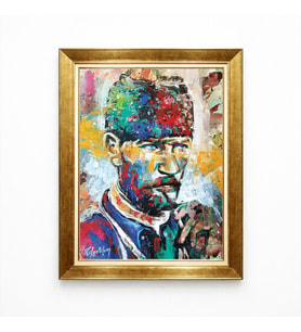 Tablore Atatürk Modern Sanat Yağlı Boya Dokulu Kanvas Tablo - Renkli Pop Art Atatürk Portresi - Giyense Özel Seri