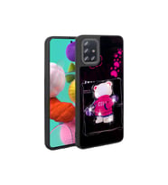 Samsung Galaxy A51 Uyumlu Kılıf Parlayan Kabartmalı İkonik Figürlü Zore Amas Silikon Kapak (Siyah)