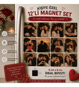 12'li Kare Fotoğraf Magneti Sevgiliye Kişiselleştirilebilir Romantik Anı Hediye Seti