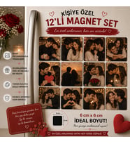 12'li Kare Fotoğraf Magneti Sevgiliye Kişiselleştirilebilir Romantik Anı Hediye Seti