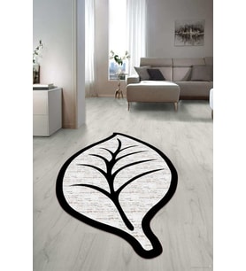 Dijital Baskılı Kaymaz Taban Yıkanabilir Lazer Kesim Salon Halısı Yolluk NLZR-SD-486 (Siyah)