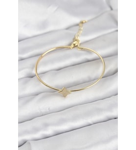 Gold Renk Pirinç Köşeli Yonca Model Kadın Bileklik 5886 - HPSBYI7184-9975