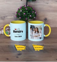 Hemşireler Günü Tıp Bayramı Hediyesi Hemşire Kupa Bardak Sarı Fotoğraflı
