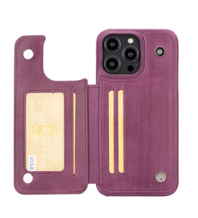 Bouletta Apple iPhone 14 Pro Max Uyumlu Deri Kılıf UBW CZ7 (Mor)