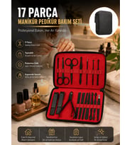 Paslanmaz Çelik 17 Parça Manikür Pedikür Seti Taşınabilir Şık Çanta