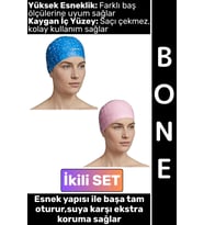 #Bone Konforlu Esnek Yumuşak Havuz Deniz Yüzme Kaygan İç Yüzey Şık Su Geçirmez Saç Bonesi İkili SET