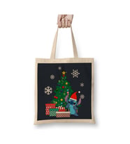 Stitch Christmas Tree Lilo And Stitch Beyaz Bez Çanta Uzun Saplı Alışveriş Çantası
