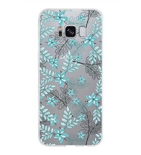 Samsung Galaxy S8 Kapak Floral Su Yeşili Tasarımlı Şeffaf Silikon Kılıf
