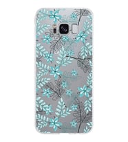 Samsung Galaxy S8 Kapak Floral Su Yeşili Tasarımlı Şeffaf Silikon Kılıf