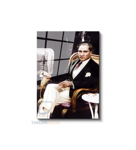 Dikey Cam Tablo Salon Duvar Tablosu Dikey Cam Cam Ata 025 Ham Yeni Ev Hediyesi Ofis Tablosu