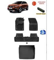 Peugeot 3008 2016-2023 Yılları Arası (Access-Active-Allure) Uyumlu 3D Havuzlu Paspas ve ÜST Bagaj Havuzu Seti ASMA KOKU VE NUMARATÖR HEDİYELİ