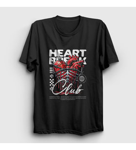 Presmono Unisex Siyah Heart Heartbreak Club T-Shirt 469513tt