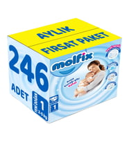 Molfix Bebek Bezi Beden:1 (2-5Kg) Yeni Doğan 246 Adet Aylık Fırsat Pk
