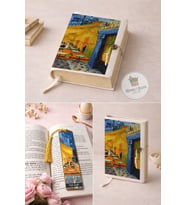 Kitap Kılıfı ve Metal Kitap Ayracı Seti (Van Gogh Cafe Terasta Gece)
