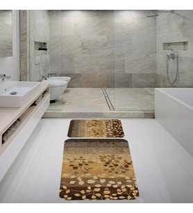 Banyo Halısı Ikili Klozet Takımı Kaymaz Tabanlı Banyo Paspas Takımı (Karışık)