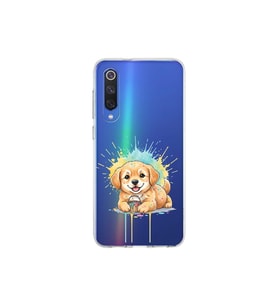 Xiaomi Mi 9 SE ile Uyumlu Splash Köpek Tasarımlı Şeffaf Silikon Kılıf
