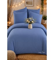 More Home  Çift Kişilik Yorgan Kılıfı + Yastık Kılıfı  Koyu Mavi