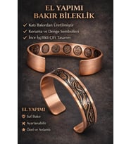 Lale Motifli Lazer Kazıma Dualı Bakır Bileklik Felak Nas Celcelutiye Hz Süleyman Mühürü Koruyucu