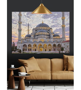 Mavi Cami Kubbesi Dekoratif Kanvas - Mdf Ahşap Tablo