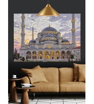 Mavi Cami Kubbesi Dekoratif Kanvas - Mdf Ahşap Tablo