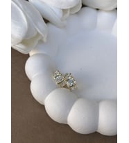 14 Ayar Altın Kaplama Princess Cut Taşlı Küpe