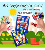 2 Set - 20 Parça Tox Evcil Hayvanlar ve Aile Bireyleri Parmak Kukla T771 T752