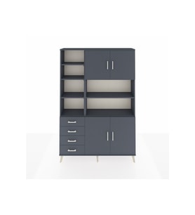 Arges Gardrop 9 Raflı 4 Çekmeceli 4 Kapaklı 132x30x195 Antrasit-Antrasit