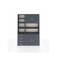 Arges Gardrop 9 Raflı 4 Çekmeceli 4 Kapaklı 132x30x195 Antrasit-Antrasit