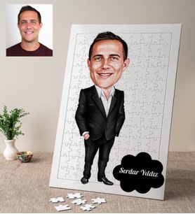 Erkek Müdür Yönetici Karikatürlü Kişiye Özel Puzzle